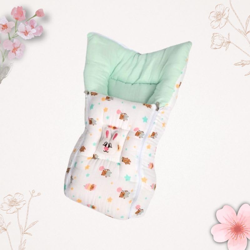 VOIDROP 100% Muslin Baby Sleeping Bag 0-6 Month Baby Bedding for New Born & Infant, Portable Bassinet, for Baby Carrying & co Sleeping, Unisex Baby Sleeping Bed (Blue) - Image 3