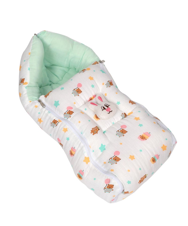 VOIDROP 100% Muslin Baby Sleeping Bag 0-6 Month Baby Bedding for New Born & Infant, Portable Bassinet, for Baby Carrying & co Sleeping, Unisex Baby Sleeping Bed (Blue) - Image 1