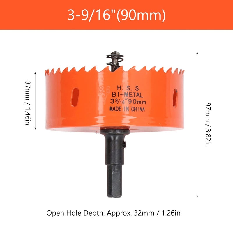 Hole Saw, High Speed Steel Hss Bimetal Hole Cutter, Power Drill Parts Accessories with Heavy Duty Arbor for Cornhole Boards Wood (3-9/16(90mm)), ANKROYU1ybgfcsw5m-11 - Image 5