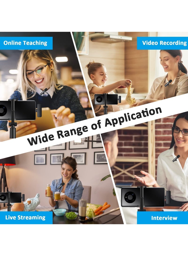 Professional Wireless Lavalier Lapel Microphone for Android Computer - Cordless Omnidirectional Condenser Recording Mic with USB C Interface for Interview