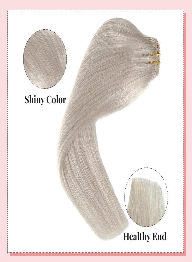 Valiilo 20 Inch Hair Extensions Real Human Hair, Ice White Clip in Human Hair Extension Virgin Hair Bundles for Thinning Hair Remy Extension Hairpieces with Clips 7 Pieces 70G - Image 4
