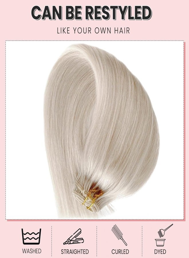 Valiilo 20 Inch Hair Extensions Real Human Hair, Ice White Clip in Human Hair Extension Virgin Hair Bundles for Thinning Hair Remy Extension Hairpieces with Clips 7 Pieces 70G - Image 5