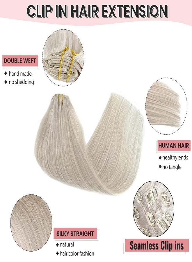Valiilo 20 Inch Hair Extensions Real Human Hair, Ice White Clip in Human Hair Extension Virgin Hair Bundles for Thinning Hair Remy Extension Hairpieces with Clips 7 Pieces 70G - Image 3