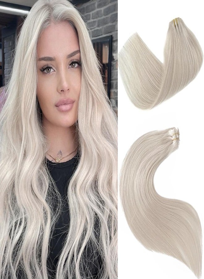 Valiilo 20 Inch Hair Extensions Real Human Hair, Ice White Clip in Human Hair Extension Virgin Hair Bundles for Thinning Hair Remy Extension Hairpieces with Clips 7 Pieces 70G - Image 1