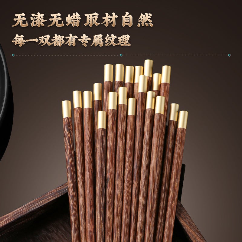 Red Sandalwood Chopsticks Household New Chinese Tableware Paint-Free Wax-Free Mildew-Proof Wooden Chopsticks Gift Box Gift Box - Image 5
