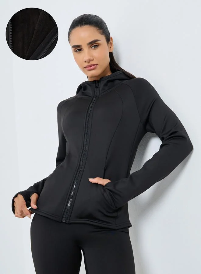 ستايلي اكتيف جاكيت بياقة هودي وفتحة إبهام