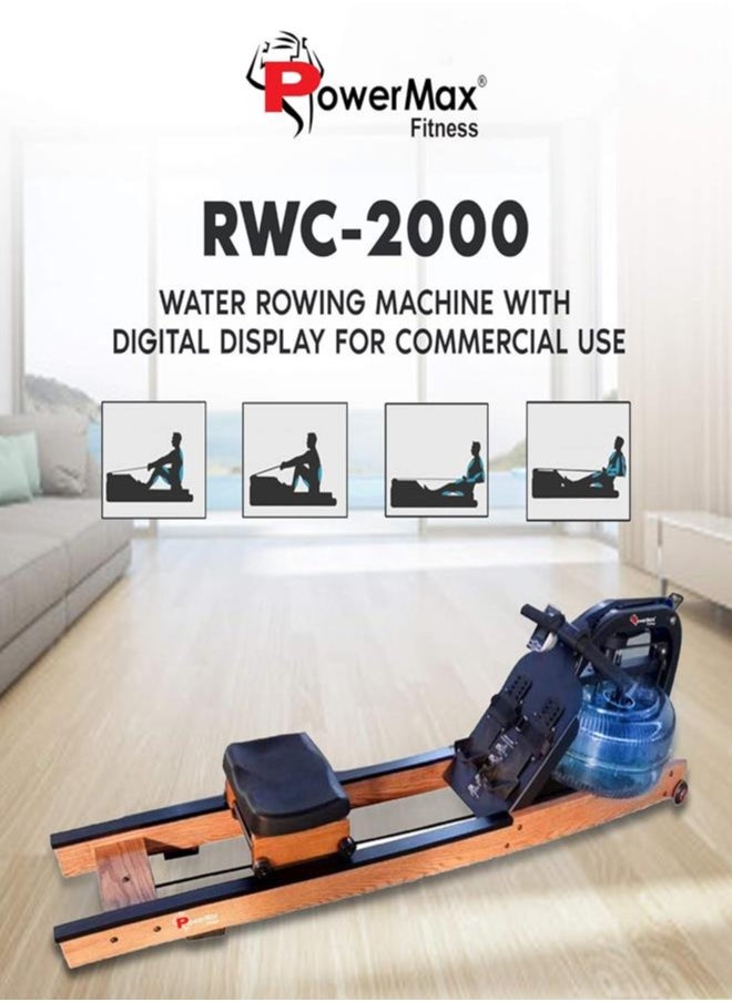 PowerMax Fitness Fitness Rwc-2000 Water Rowing Machine With Digital Display For Commercial Use  - Image 2