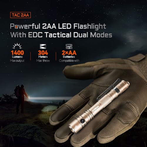 ACEBEAM TAC 2AA EDC Tactical Dual Modes Flashlight Rechargeable 1400 High Lumens Flashlight Dual Switch Pocket LED Flashlight Super Bright Small Flash Light for Emergency Camping HomeSFT25R HI - Image 3