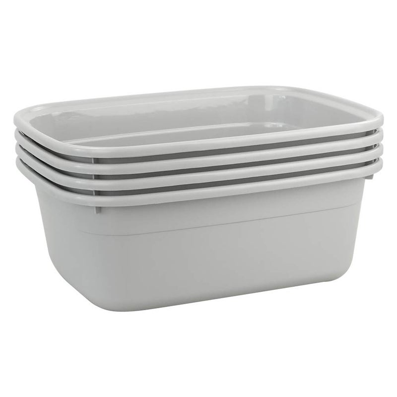 Fiazony 14Quart Gray Plastic Wash TubDish Pan Basin Set of 4