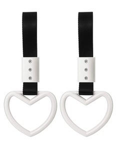 Excefore Heart-Shaped Hand Strap for Car, Rear Bumper Warning Ring Decorative Warning Loops Subway Heart Handles for Car Interior Exterior Decoration, 2 Pieces  - Image 1