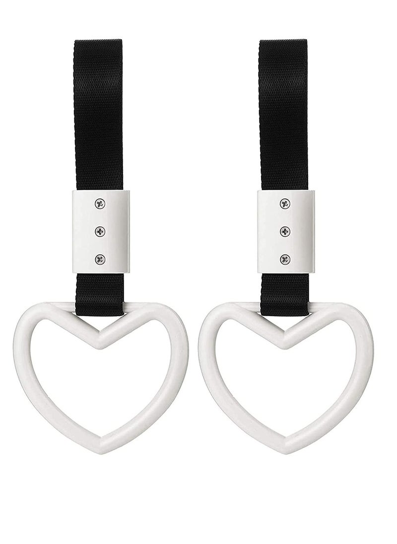 Excefore Heart-Shaped Hand Strap for Car, Rear Bumper Warning Ring Decorative Warning Loops Subway Heart Handles for Car Interior Exterior Decoration, 2 Pieces  - Image 1