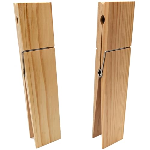 BARWOOD Giant Clothespin Bathroom Towel Holder | Huge 12” Clothes pin | Farmhouse Bathroom décor | Laundry Room or Nursery décor | Towel Rack or Hook | Bathroom Accessories Wall décor (2 Natural) - Image 1