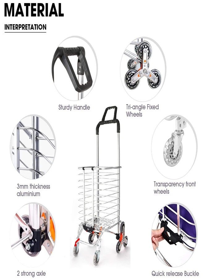 DHAVAL 8-Wheel Foldable Shopping Trolley Utility Cart with Tri-Wheel Stair Climbing Design - Lightweight Aluminum Grocery Cart for Groceries, Travel, Laundry, and Multi-Terrain Use - Image 3