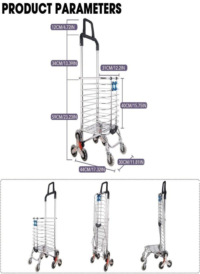 DHAVAL 8-Wheel Foldable Shopping Trolley Utility Cart with Tri-Wheel Stair Climbing Design - Lightweight Aluminum Grocery Cart for Groceries, Travel, Laundry, and Multi-Terrain Use - Image 4