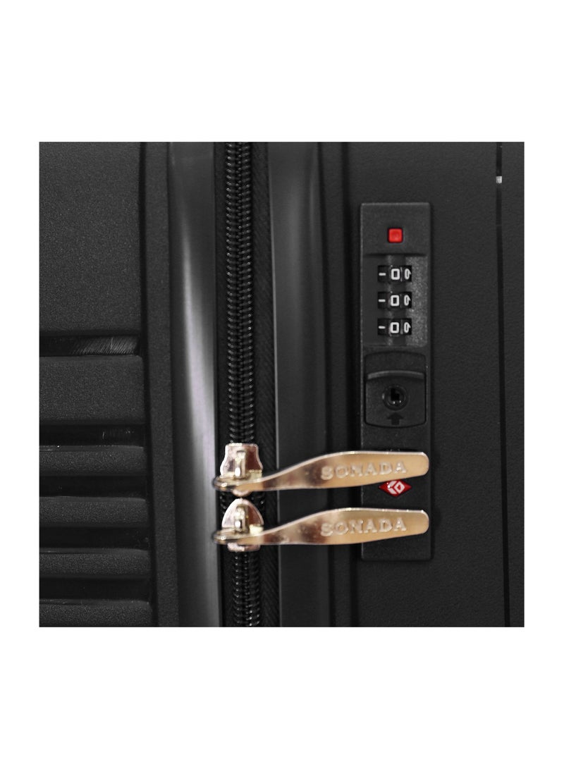 Sonada Trolley Bags 3 PCS Set Hardside Suitcase,Black - Image 5