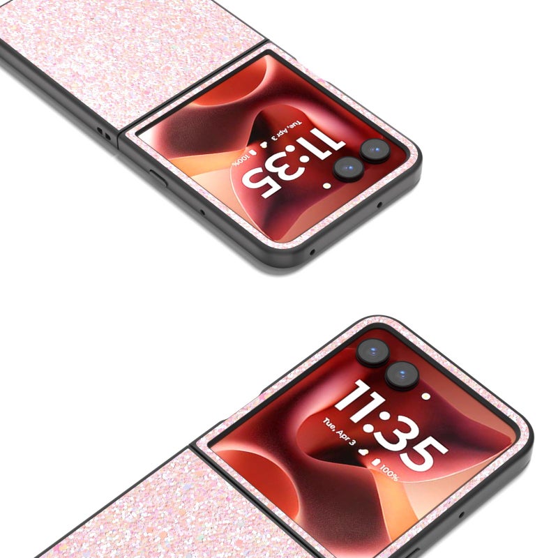 erorex For Motorola Razr 60 Ultra Black Frame Colorful Glitter Phone Case(Pink) - Image 3