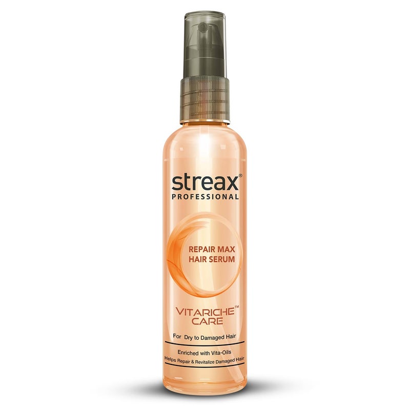 Streax Professional سيروم الشعر ستريكس بروفيشينال فيتاريش كير ريبير ماكس للنساء والرجال إصلاح مكثف وتجديد للشعر الجاف والتالف يمنح الشعر تغذية وصحة أفضل سيروم نمو الشعر للرجال 100 مل - Image 1