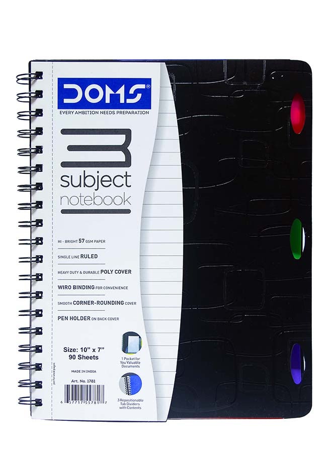 Doms 1781 B5 3 Subject Notebook 90 Sheets