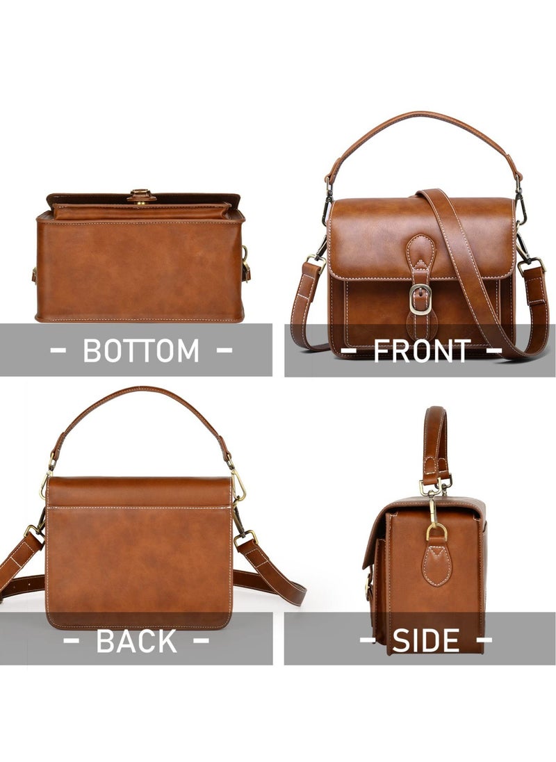 Excefore - Compact Camera Case, Camera Shoulder Bag, Waterproof Retro Compatible for Canon Nikon Sony SLR DSLR Mirrorless Camera and Lens (Brown, Small) - Image 1