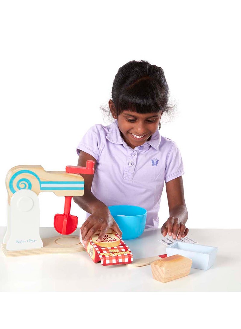 Melissa & Doug Wooden Make-a-Cake Mixer Set 11 Piece - Play Food and Kitchen Accessories Kitchen Playset Accessories, Pretend Play Kitchen Toys For Kids Ages 3+ - Image 4