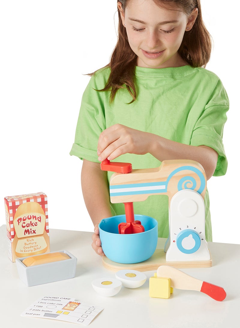 Melissa & Doug Wooden Make-a-Cake Mixer Set 11 Piece - Play Food and Kitchen Accessories Kitchen Playset Accessories, Pretend Play Kitchen Toys For Kids Ages 3+ - Image 5