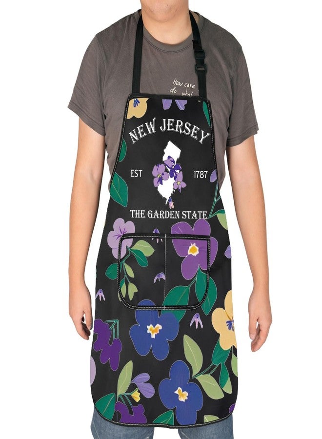 HOLLP NJ State Apron Trip Gifts New Jersey EST 1787 The Garden State Reusable Apron Common Blue Violet State Lover Gift (New Jersey) - Image 1