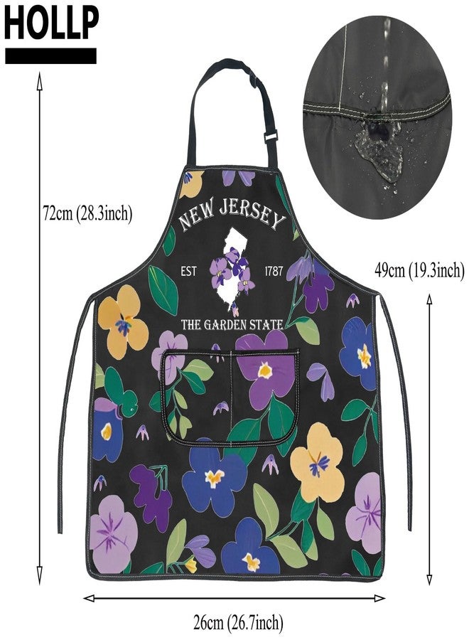 HOLLP NJ State Apron Trip Gifts New Jersey EST 1787 The Garden State Reusable Apron Common Blue Violet State Lover Gift (New Jersey) - Image 2