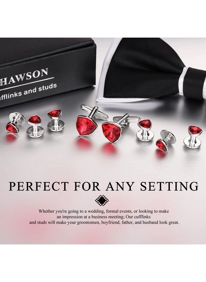 HAWSON Swarovski Crystal Cuff Links And Tuxedo Studs For Men In Gift Box, Birthday Christmas Valentines Day Gifts, Mens Jewelry Or Accessories For Wedding Party - Image 2