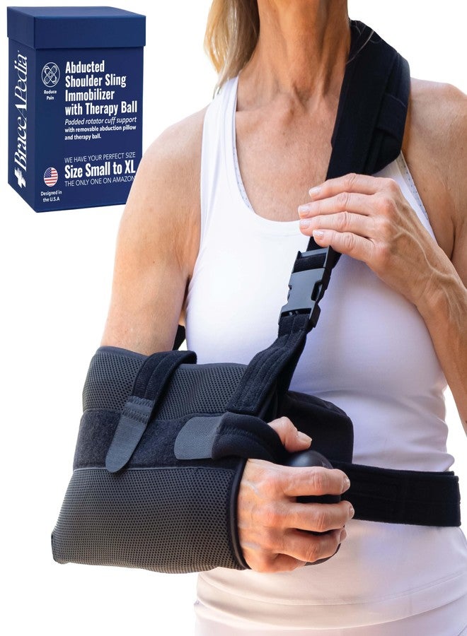 Braceapedia PerfectFit Arm Sling Shoulder Immobilizer with Abductor, Medical Grade Support Brace, Rotator Cuff or Surgery Recovery Sling, Shoulder Brace for Men and Women, Large, Black - Image 1