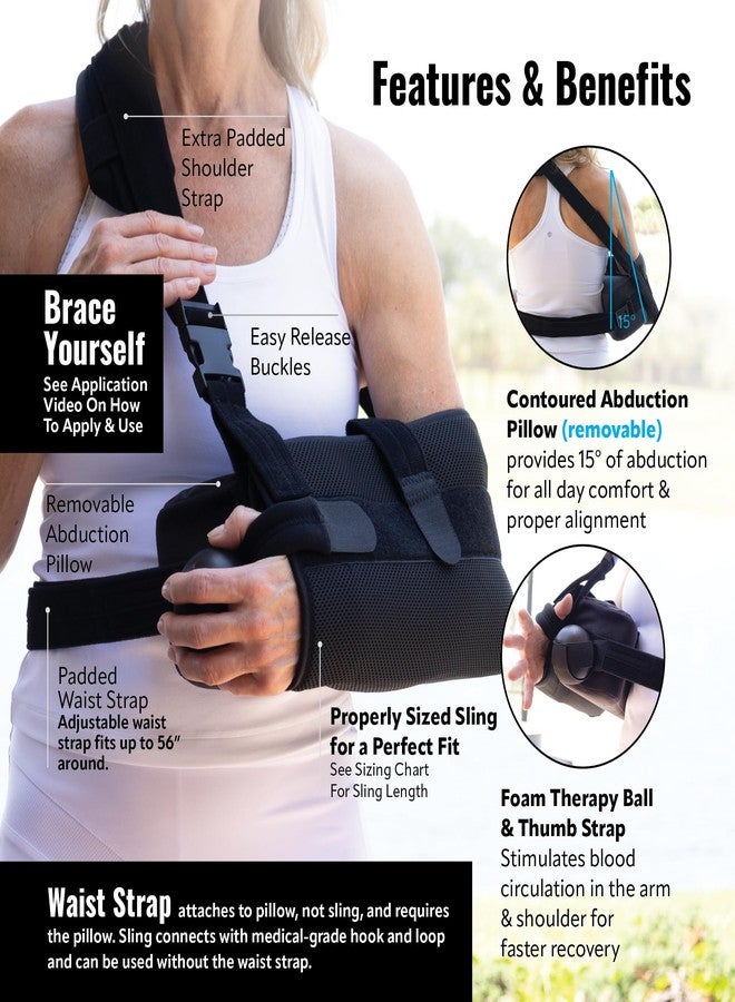 Braceapedia PerfectFit Arm Sling Shoulder Immobilizer with Abductor, Medical Grade Support Brace, Rotator Cuff or Surgery Recovery Sling, Shoulder Brace for Men and Women, Large, Black - Image 5