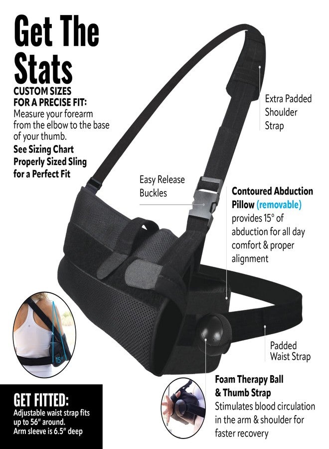 Braceapedia PerfectFit Arm Sling Shoulder Immobilizer with Abductor, Medical Grade Support Brace, Rotator Cuff or Surgery Recovery Sling, Shoulder Brace for Men and Women, Large, Black - Image 3