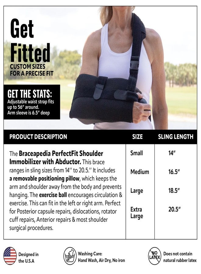 Braceapedia PerfectFit Arm Sling Shoulder Immobilizer with Abductor, Medical Grade Support Brace, Rotator Cuff or Surgery Recovery Sling, Shoulder Brace for Men and Women, Large, Black - Image 4