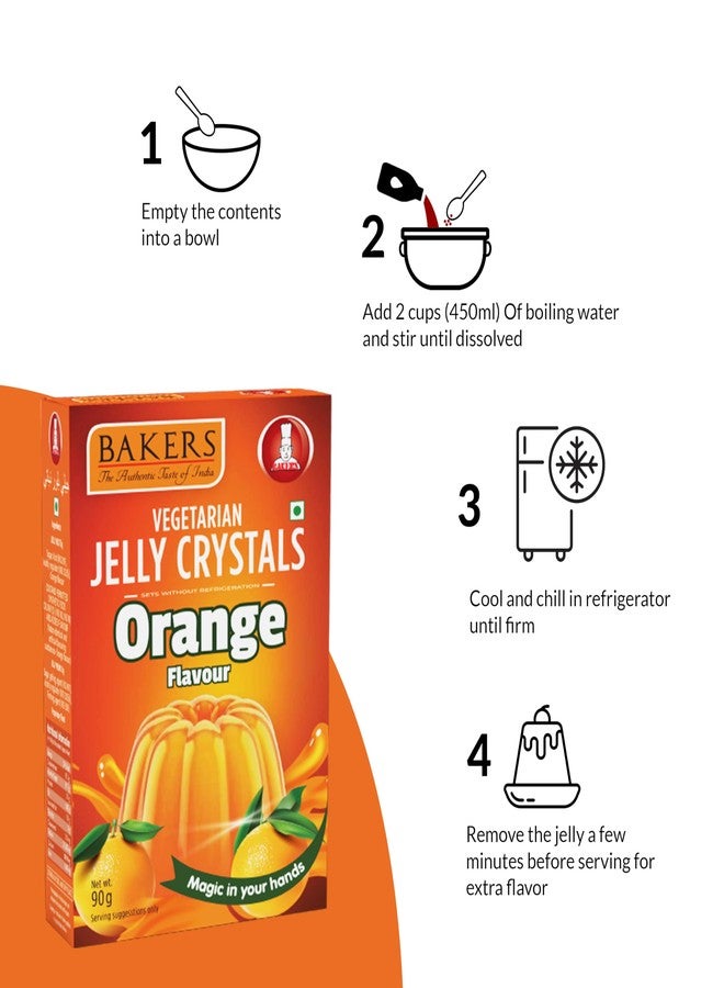 BAKERS Jelly Crystals | All Flavour | 100% Vegetarian | Easy to Make | Instant tasty dessert | Authentic Flavors Pack of 9 (90 gm x 9) - Image 4