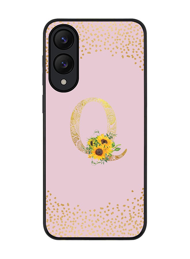 Stylizedd For Samsung Galaxy S25 Edge Case,Slim fit Camera Protection, Shockproof Thin Phone cover  - Custom Floral Monogram - Q  (Pink )