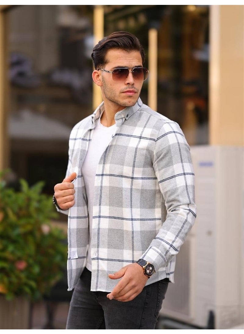 Premium Patterned Lumberjack Shirt - White - pzsku/Z45E6A909B6114000F05EZ/45/_/1741192299/0e076e9b-1872-44fe-822e-9396d89d326e