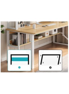 AIWANTO Desk with 2 Storage Shelves PC Multifunctional Home Office Modern Laptop Sturdy Shelves Simple Stylish Workstation Study Table 140x148x60cm Wood  - Image 3