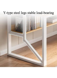 AIWANTO Desk with 2 Storage Shelves PC Multifunctional Home Office Modern Laptop Sturdy Shelves Simple Stylish Workstation Study Table 140x148x60cm Wood  - Image 2