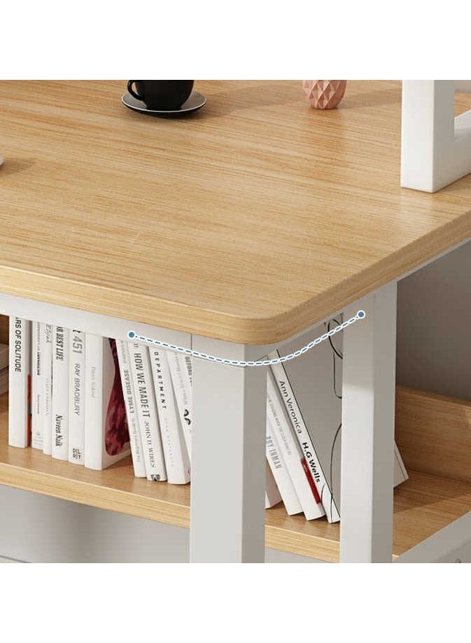 AIWANTO Heavy Duty Gaming Desk with 2 Storage Shelves PC Multifunctional Home Office Modern Laptop Sturdy Shelves Simple Stylish Workstation Study Table 140x148x60cm Wood - Image 5