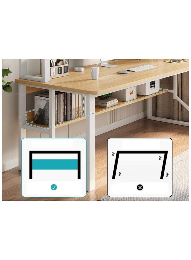 AIWANTO Heavy Duty Gaming Desk with 2 Storage Shelves PC Multifunctional Home Office Modern Laptop Sturdy Shelves Simple Stylish Workstation Study Table 140x148x60cm Wood - Image 4