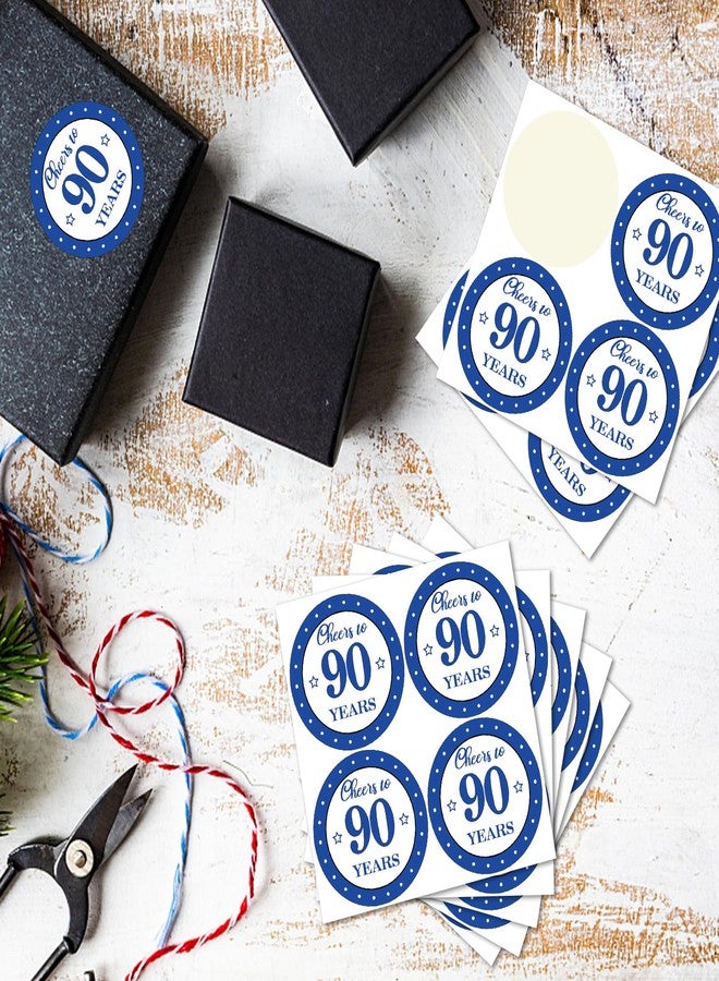 ريويد بارتي ملصقات REWIDPARTY المستديرة لعيد الميلاد التسعين مقاس 1.5 بوصة (80 قطعة) ملصقات Blue Cheers to 90 Years وملصقات هدايا حفلات عيد الميلاد التسعين وملصقات لاصقة للحفلات ومستلزمات ديكورات حفلات الذكرى السنوية التسعين - Image 5