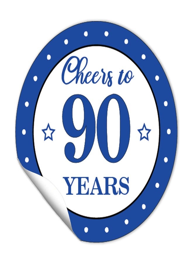 ريويد بارتي ملصقات REWIDPARTY المستديرة لعيد الميلاد التسعين مقاس 1.5 بوصة (80 قطعة) ملصقات Blue Cheers to 90 Years وملصقات هدايا حفلات عيد الميلاد التسعين وملصقات لاصقة للحفلات ومستلزمات ديكورات حفلات الذكرى السنوية التسعين - Image 1