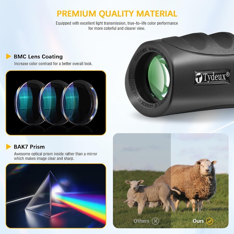 Tydeux 8x25 Compact Monocular Telescope Lightweight Handheld Monoscope for Gifts Bird Watching Hunting Hiking Camping and Other Outdoor Activities - Image 5