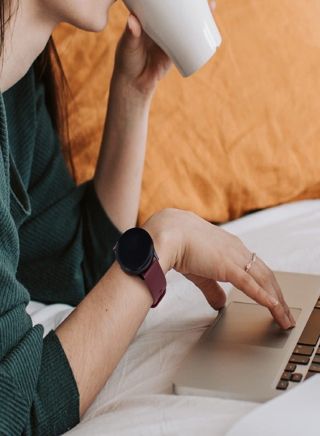 Meliya Band for Samsung Galaxy Watch 3 Bands 41mm Women Men, 20mm Soft TPU Sport Strap Replacement Band for Galaxy Watch 3 41mm (Black+WineRed+Glistening Rose Gold) - Image 5