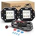 Nilight 2PCS 18W Flood Flush Mount LED Work Light Fog Lights Off Road Lights Driving Lights with Off Road Wiring Harness - Image 2