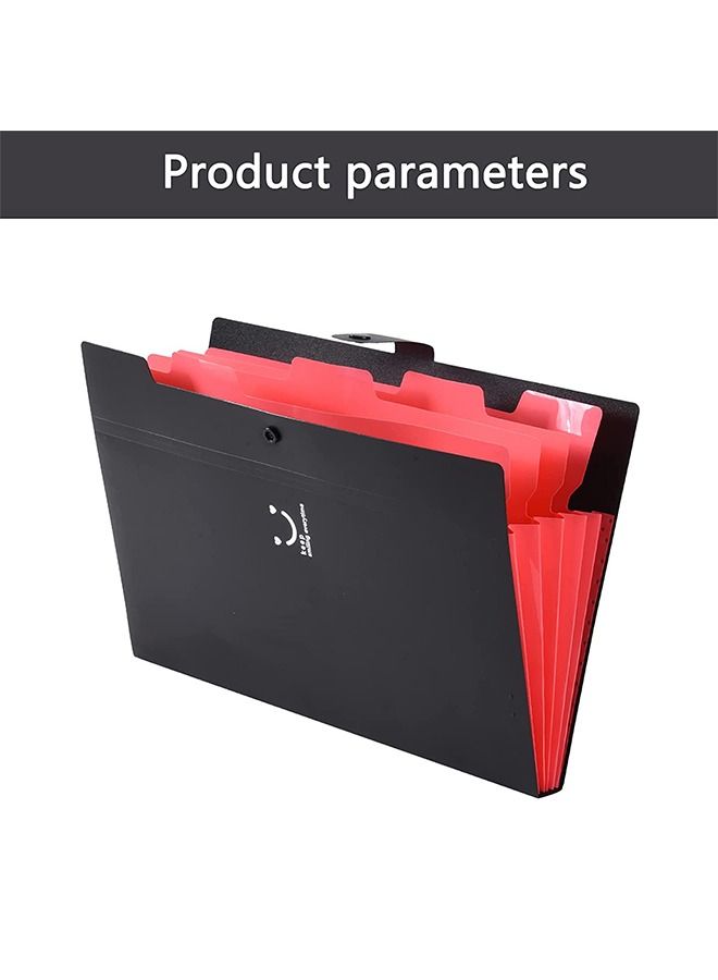 A4 Paper Expanding File Folder 5 Pockets Cute Folders Black - Image 2