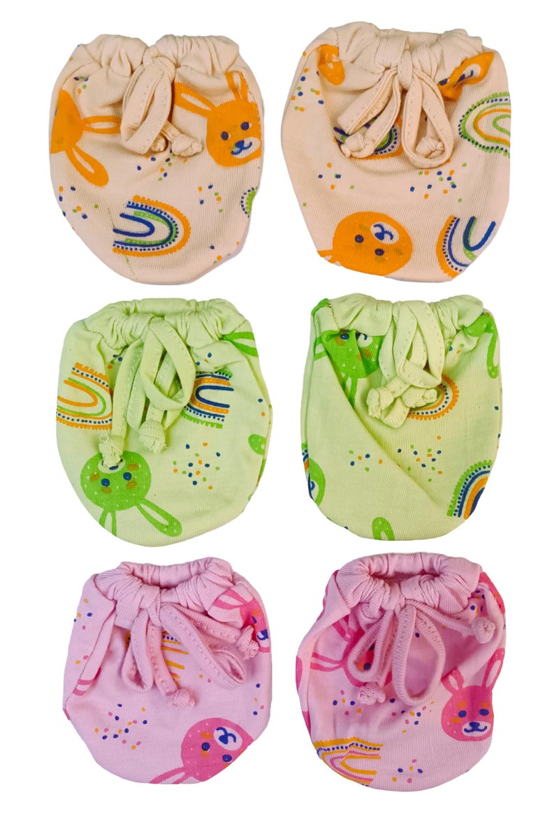 CUTEABLY Baby Dori Mittens, Set of 3, 0-12 Months, Multicoloured Print - Image 1