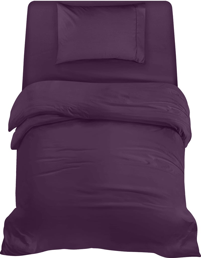 Utopia Bedding 3 Piece Single Bedding Set  Duvet Cover Fitted Sheet with Pillow case  Soft Brushed Microfiber Purple