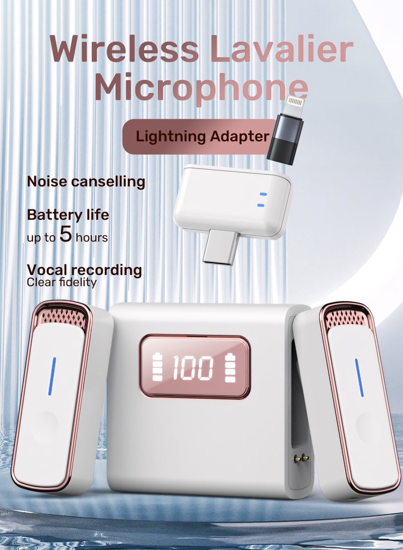 general Wireless Lavalier Microphone for IOS&Android with Lightning&Type-C- with Charge Case & 20Hrs Playtime, 2 Pack Clip-On Mini Lapel Wireless Mic for Tiktok, YouTube, Podcast, Vlog, Video Recording, Live Streaming - Image 1