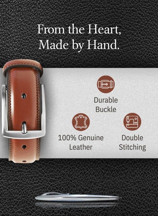 Access Denied Genuine Leather Dress Belts For Men - Mens Belt For Suits, Jeans, Uniform Brown Belt - Designed in the USA - Image 3