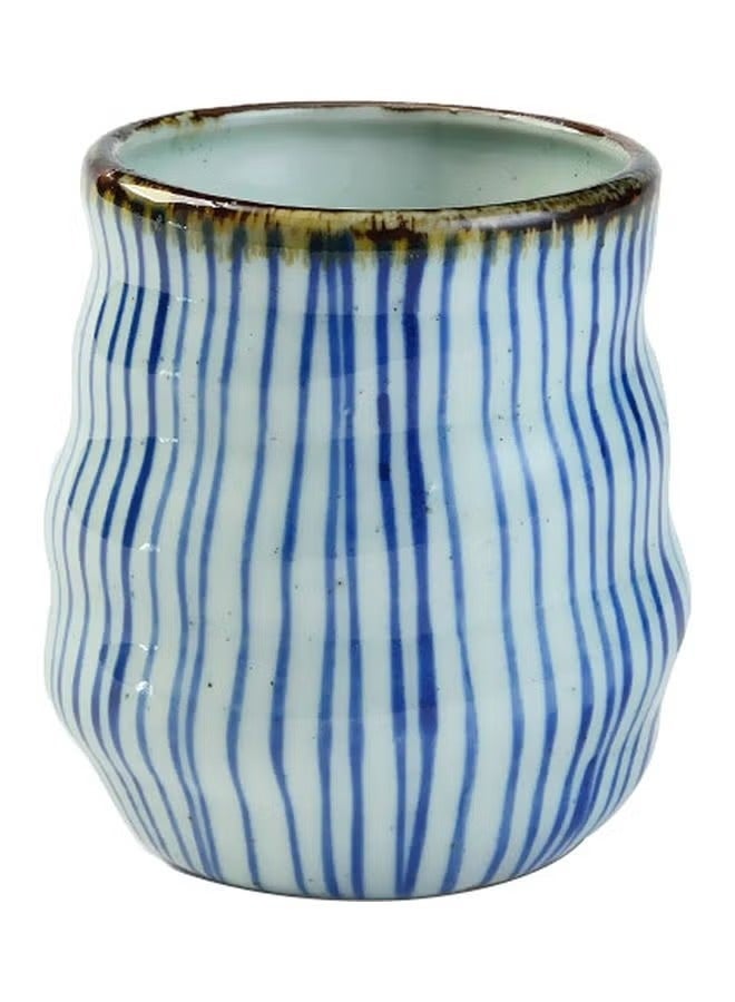 The Barista Zone Handmade Stoneware Mug White/Blue 100ml